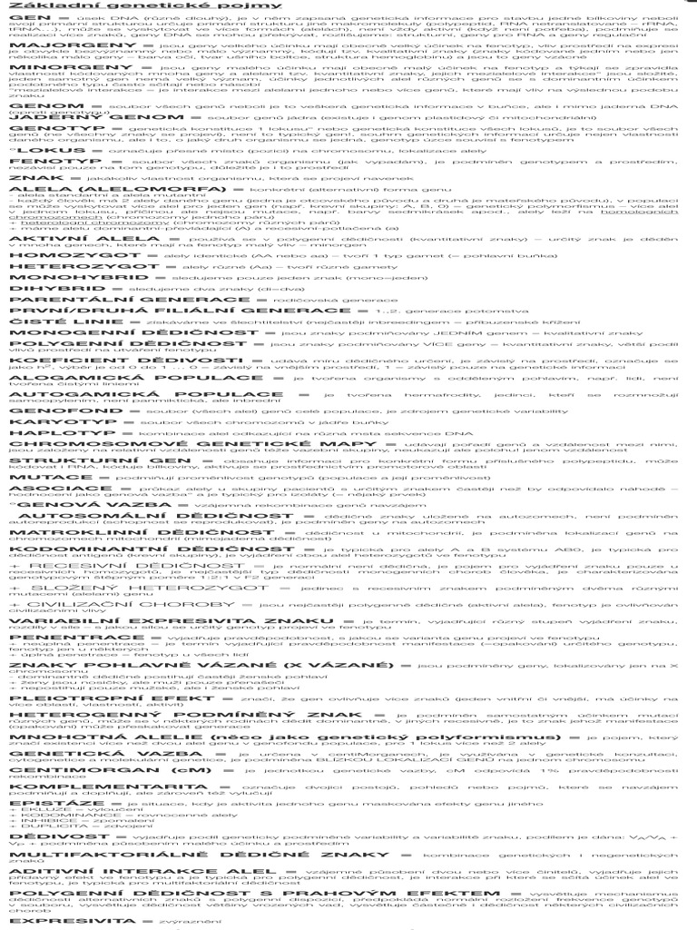 Genetika (Základní pojmy) | PDF