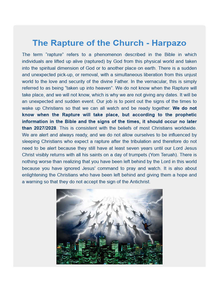 The Rapture of the Church - Harpazo - Structure Bible Menorah ...