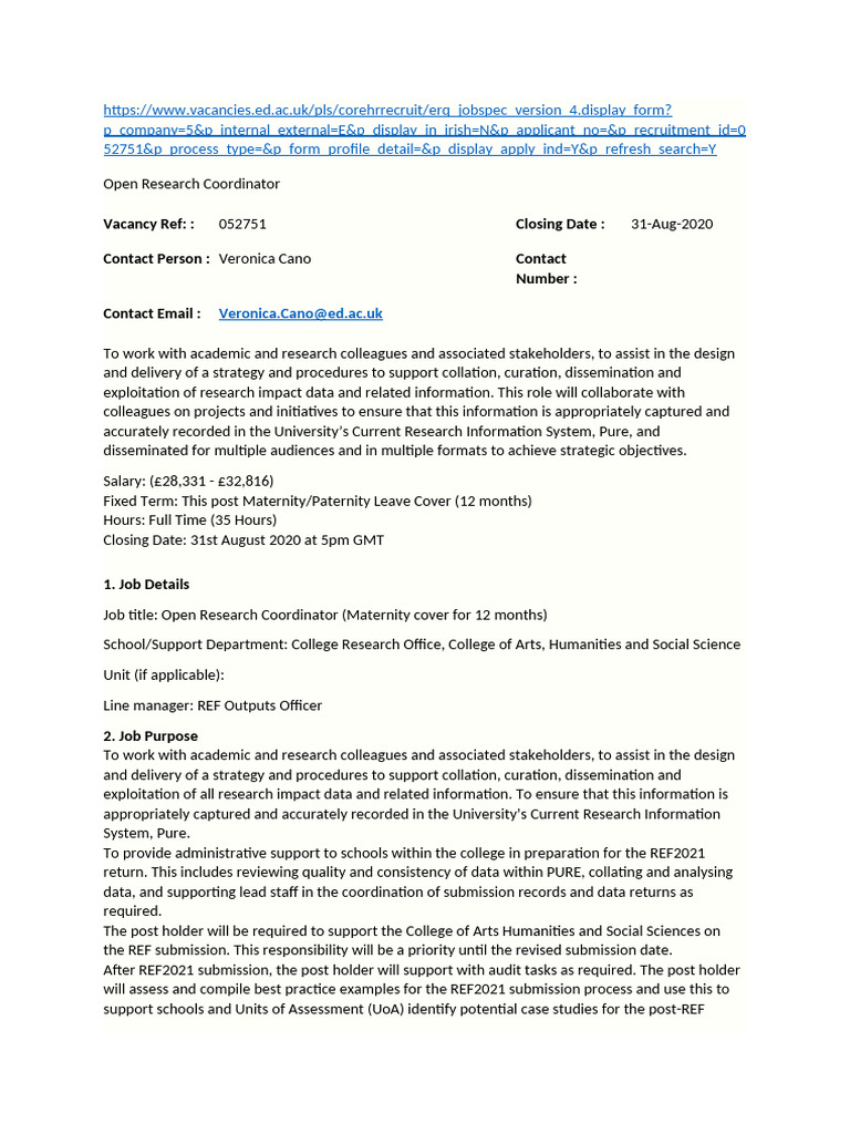 Job Description and Link | PDF