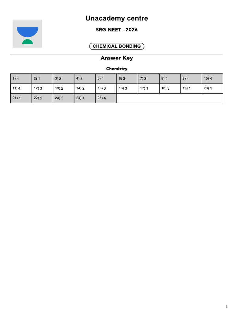 Chemical Bonding Key | PDF