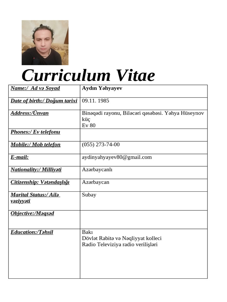 CV Form Mayi MM+Az 2026 MC+ | PDF