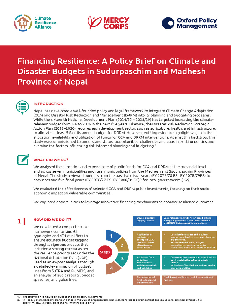 Financing Resilience Nepal Policy Brief | PDF | Climate Resilience ...