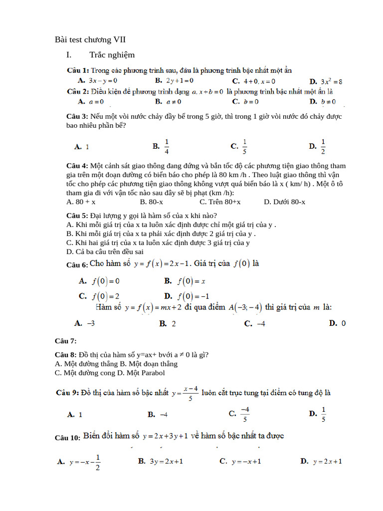 Bài Test Chương VII-1 | PDF