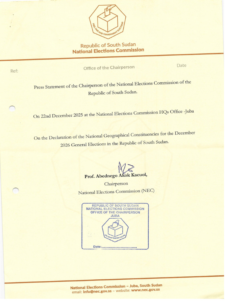 Geographical Constituencies For 2026 General Elections in The Republic ...