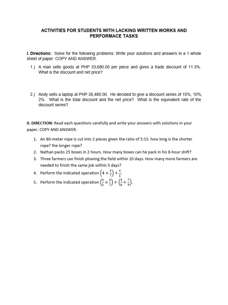 Activities for Students With Lacking Outputs | PDF