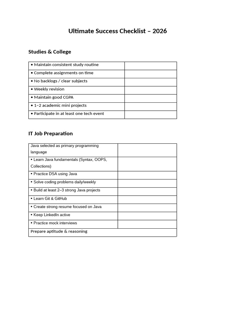 Ultimate Success Checklist | PDF | Artificial Intelligence ...