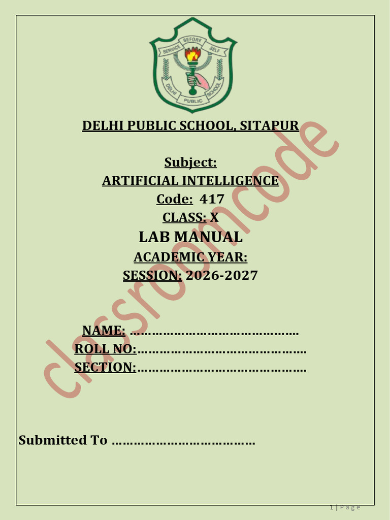 Lab Manual Class 10 Artificial Intelligence Class X | PDF | Qr Code ...