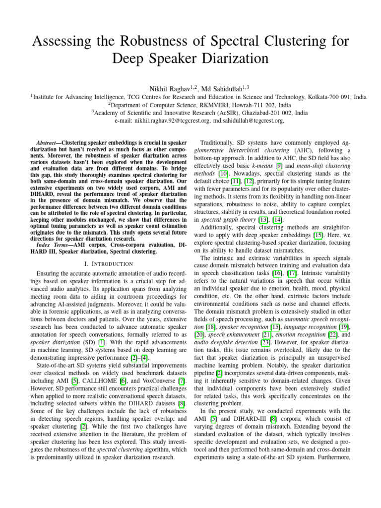 Assessing the Robustness of Spectral Clustering for Deep Speaker ...