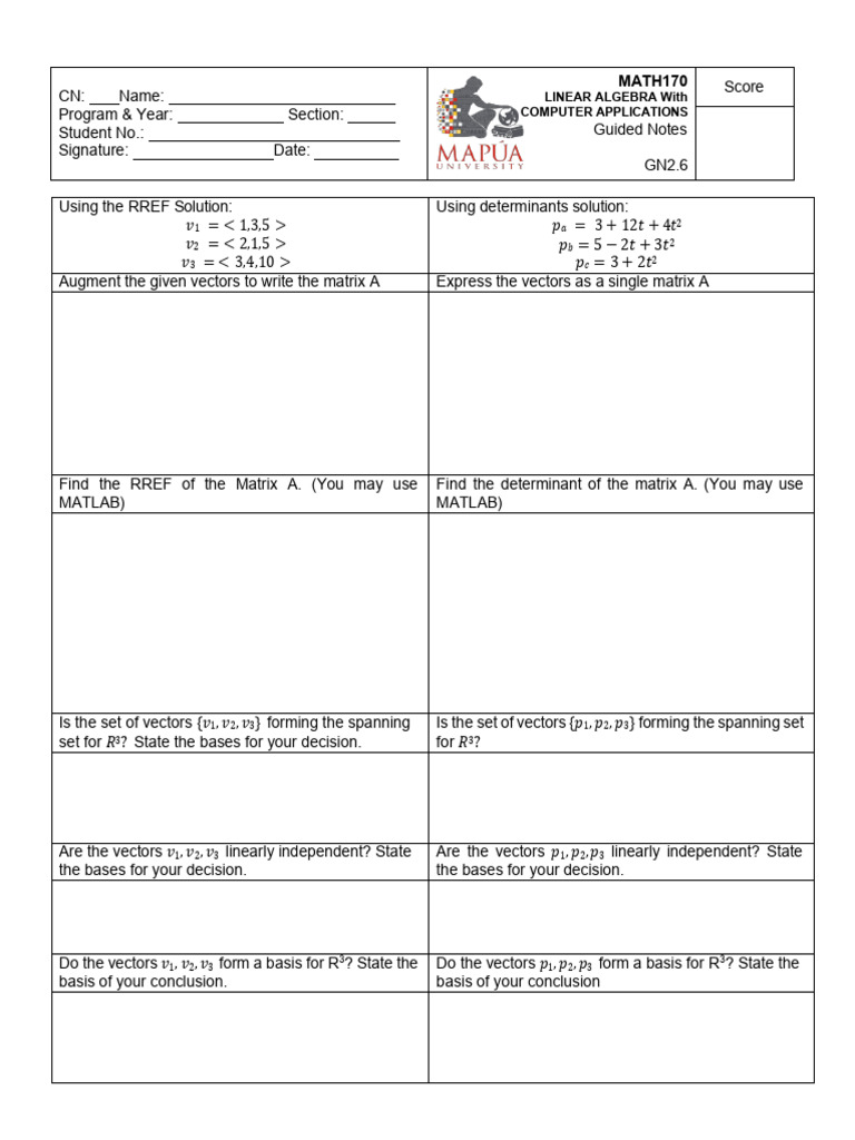 Module 2 Guided Notes MATH170-4 | PDF