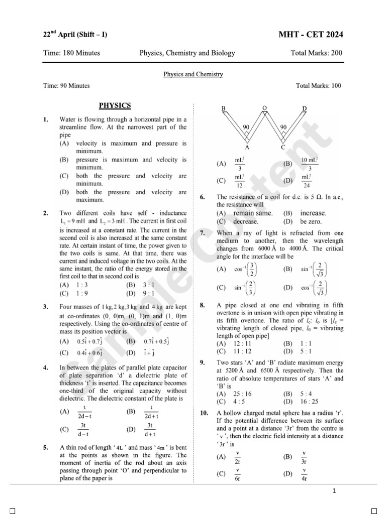 Sample PDF of Mht Cet 2024 Pcb Solved Papers Book Sample Content | PDF