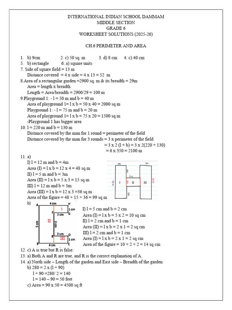 Class 6 Worksheet Answers Updated | PDF | Triangle | Circle