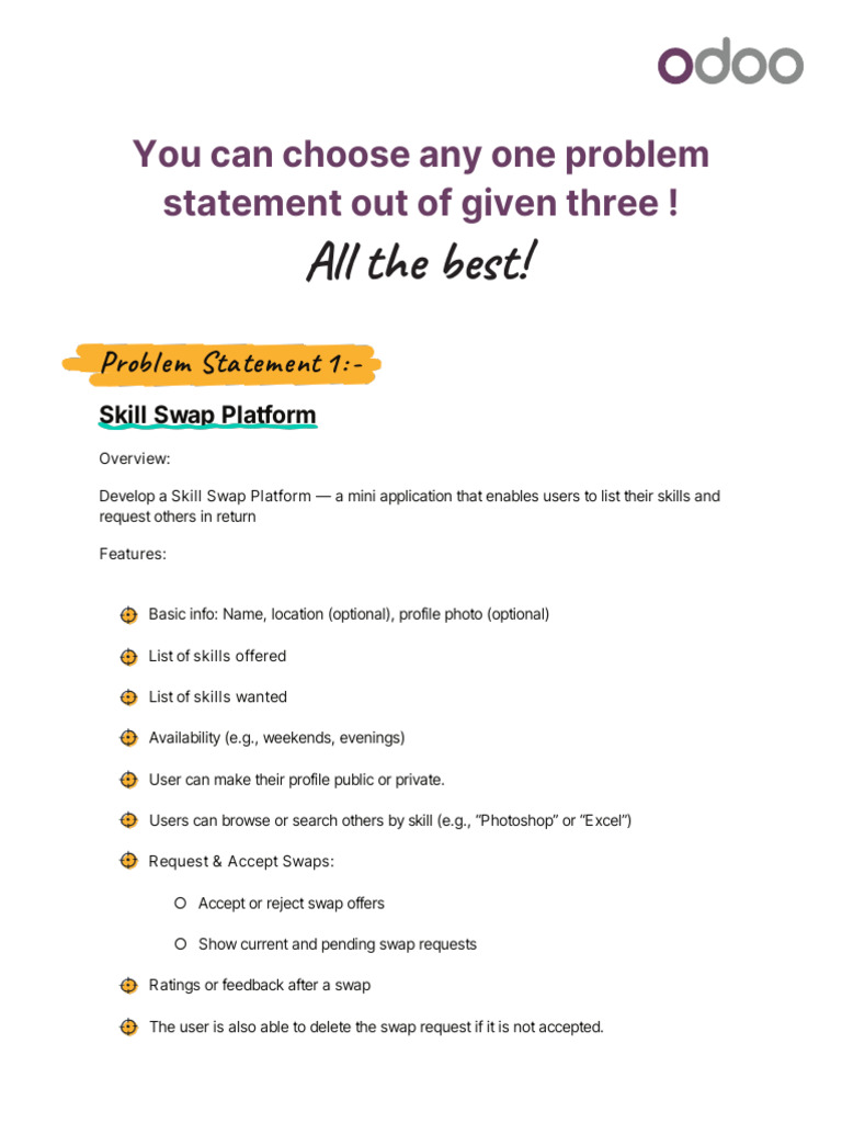 Problem Statements - Odoo Hackathon '25 | PDF | Internet | Software