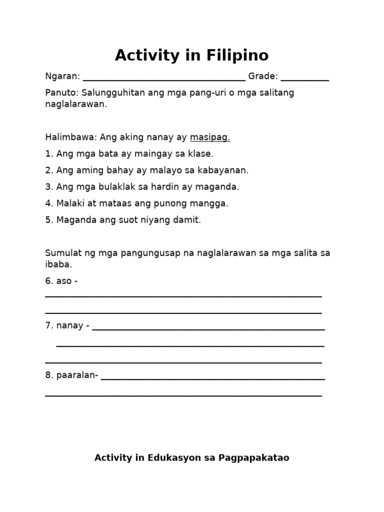 Activity in Filipino | PDF