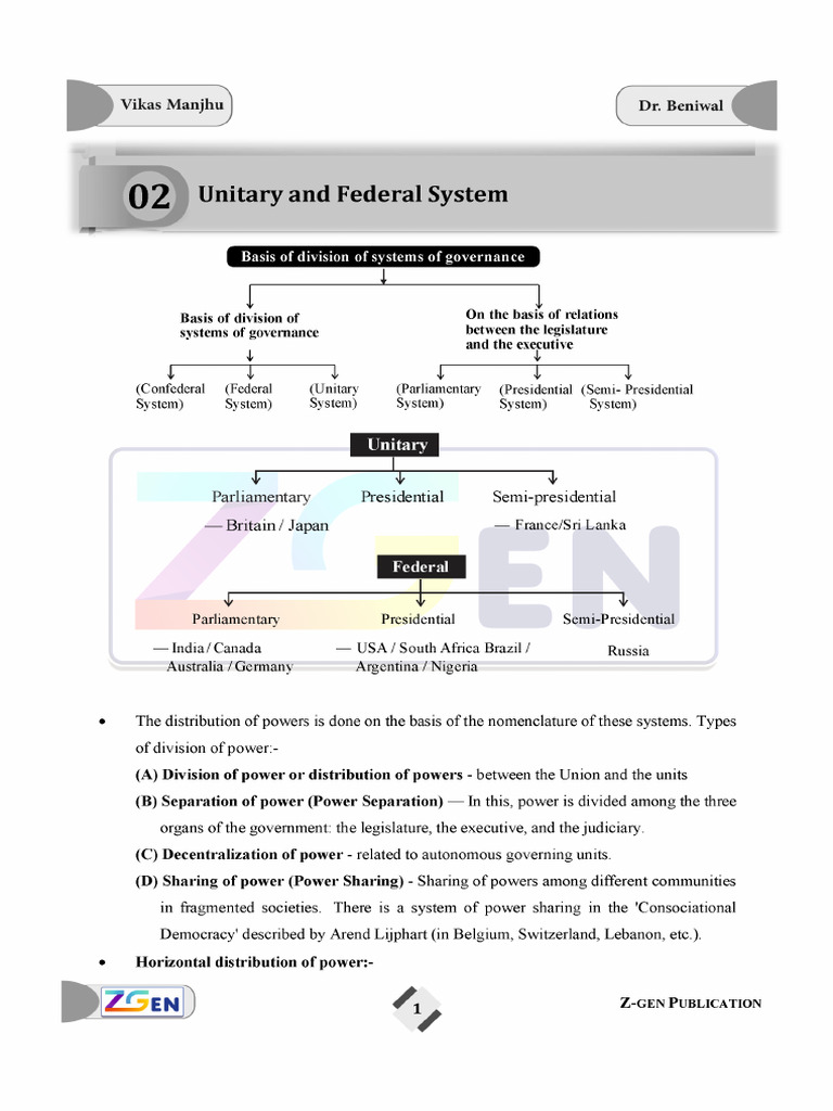 Federal and Unitary System | PDF