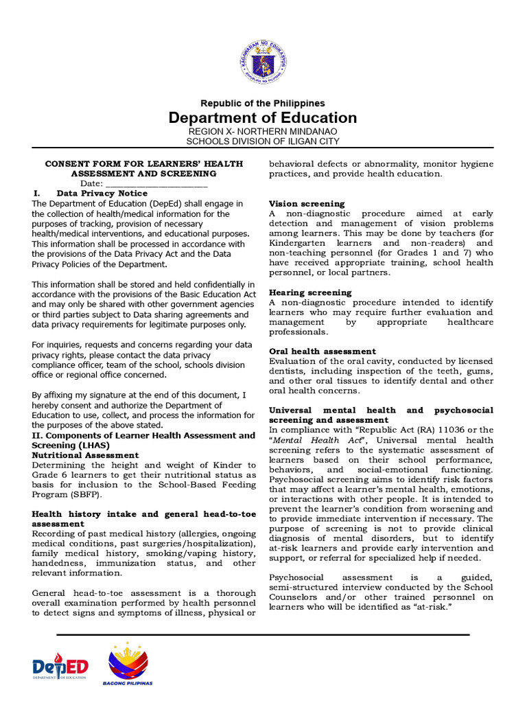 Consent Form For LHAS - Docx 010041 | PDF | Screening (Medicine ...