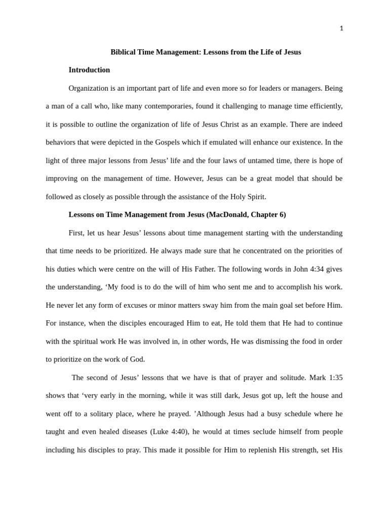 Biblical Time Management | PDF | Jesus | Prayer