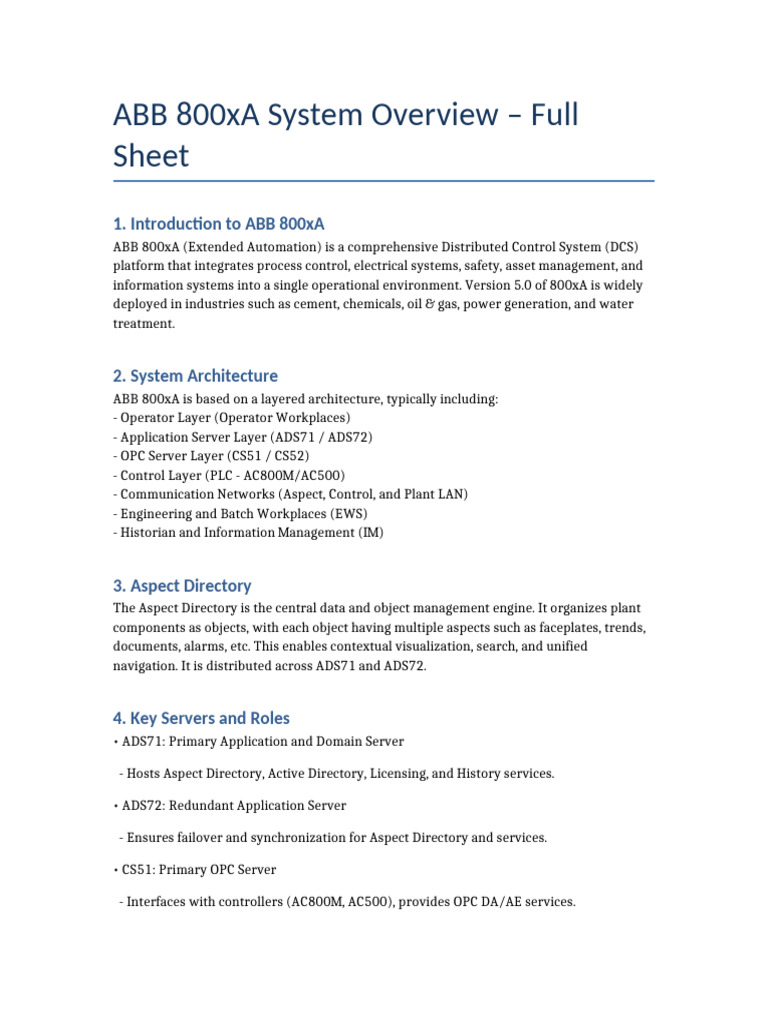 ABB 800xa System Overview Full Sheet | PDF | Programmable Logic ...