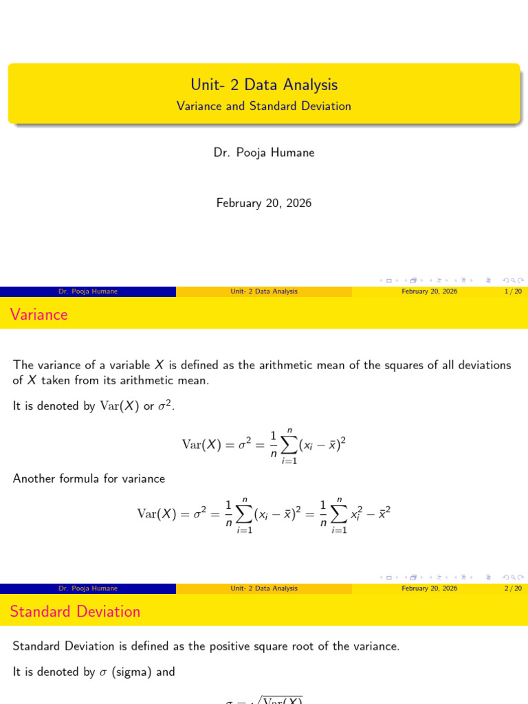 QQMP Unit 2 Variance and Standard Deviation | PDF | Variance | Standard ...