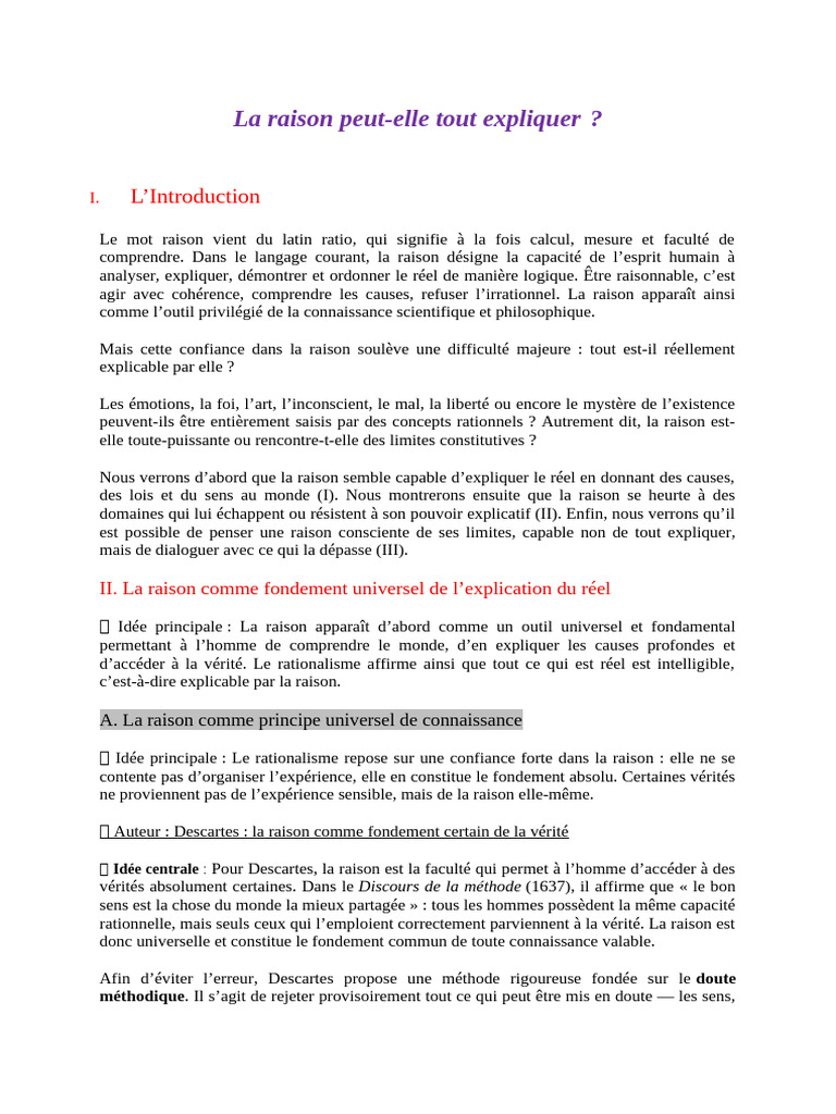 La Raison | PDF | Raison | Rationalisme