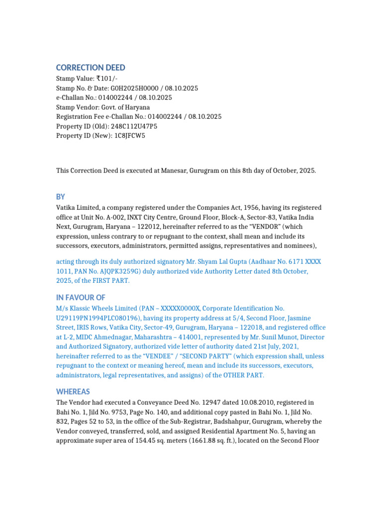 Correction Deed Revised Highlighted | PDF | Common Law | Civil Law ...