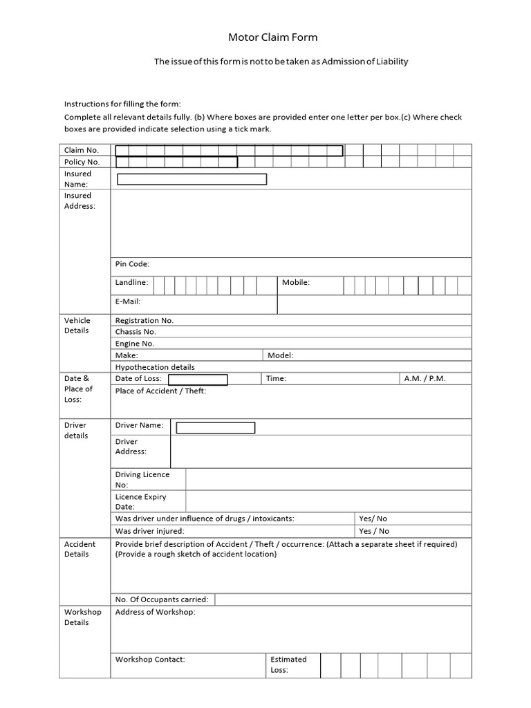 Claim Information Form - V1 | PDF