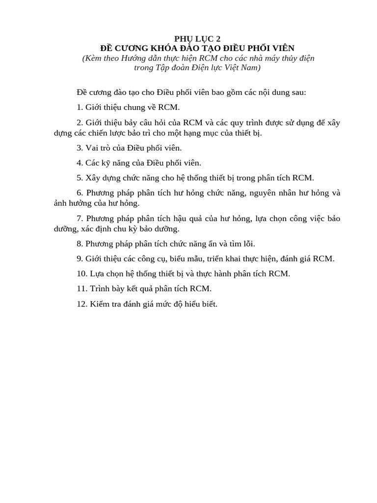 Phu Luc 2 - de Cuong Dao Tao Dieu Phoi Vien v2 | PDF