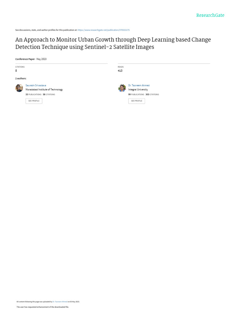 An Approach To Monitor Urban Growth Through Deep Learning Based Change ...