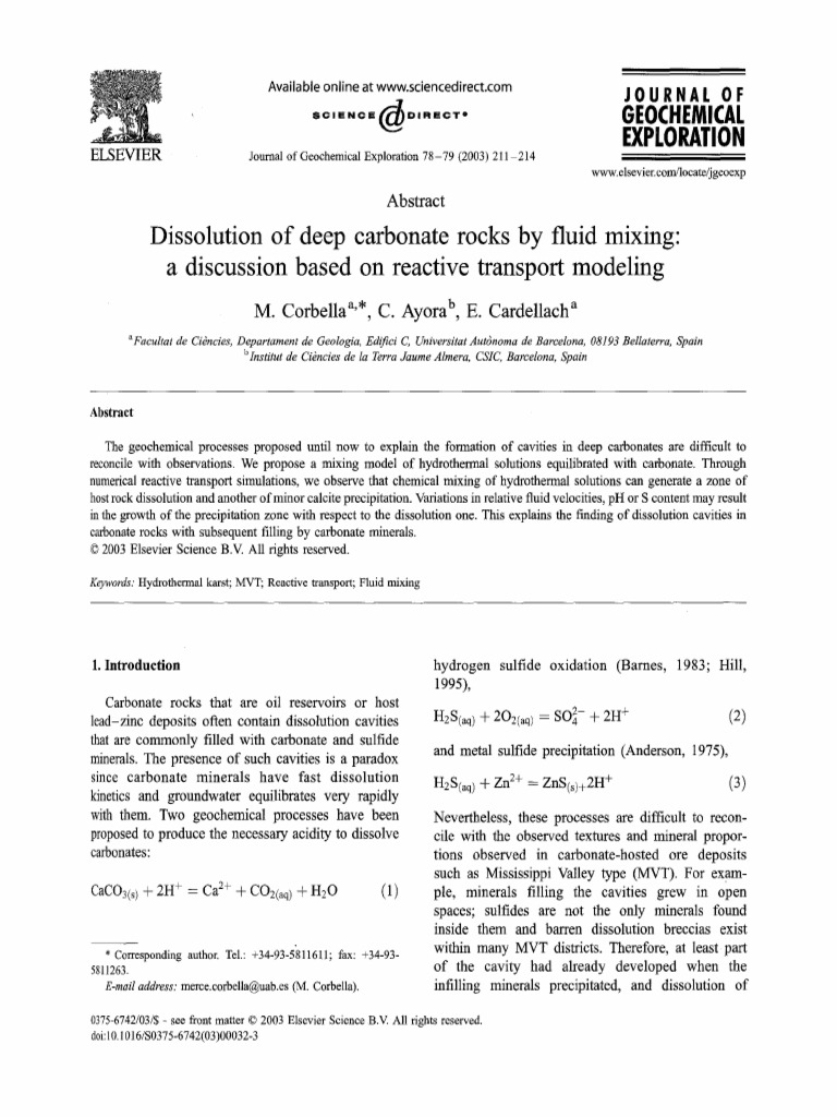 Corbella_Dissolution of Deep Carbonate Rocks by Fluid Mixing_a ...