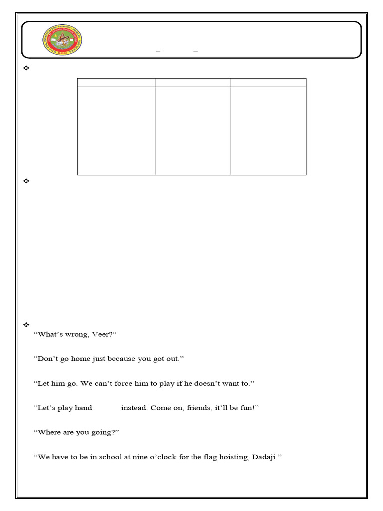STD 3 Eng 1 Worksheet 2 | PDF | Chess Theory
