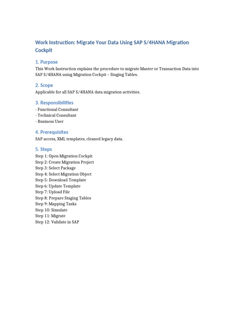 Migrate Your Data Work Instruction | PDF