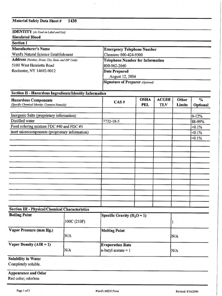 Simulated Blood | PDF