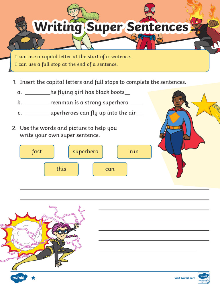 T L 5461 Writing Super Sentences Differentiated Worksheet Pack - Ver ...
