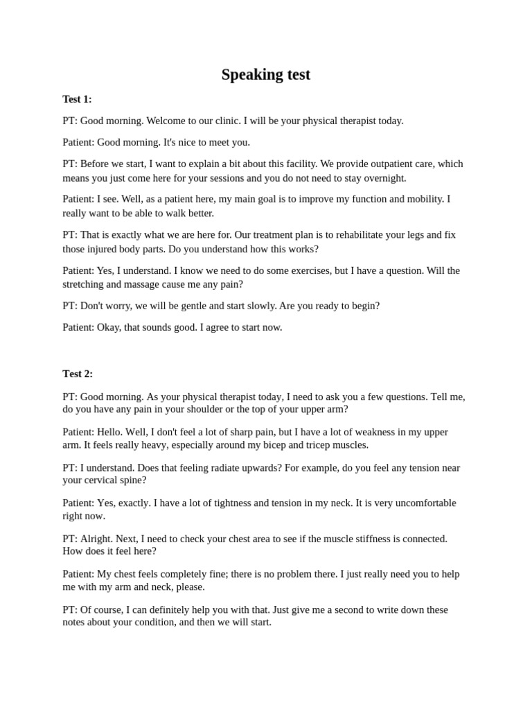 Speaking Test | PDF | Skeletal Muscle | Anatomical Terms Of Motion