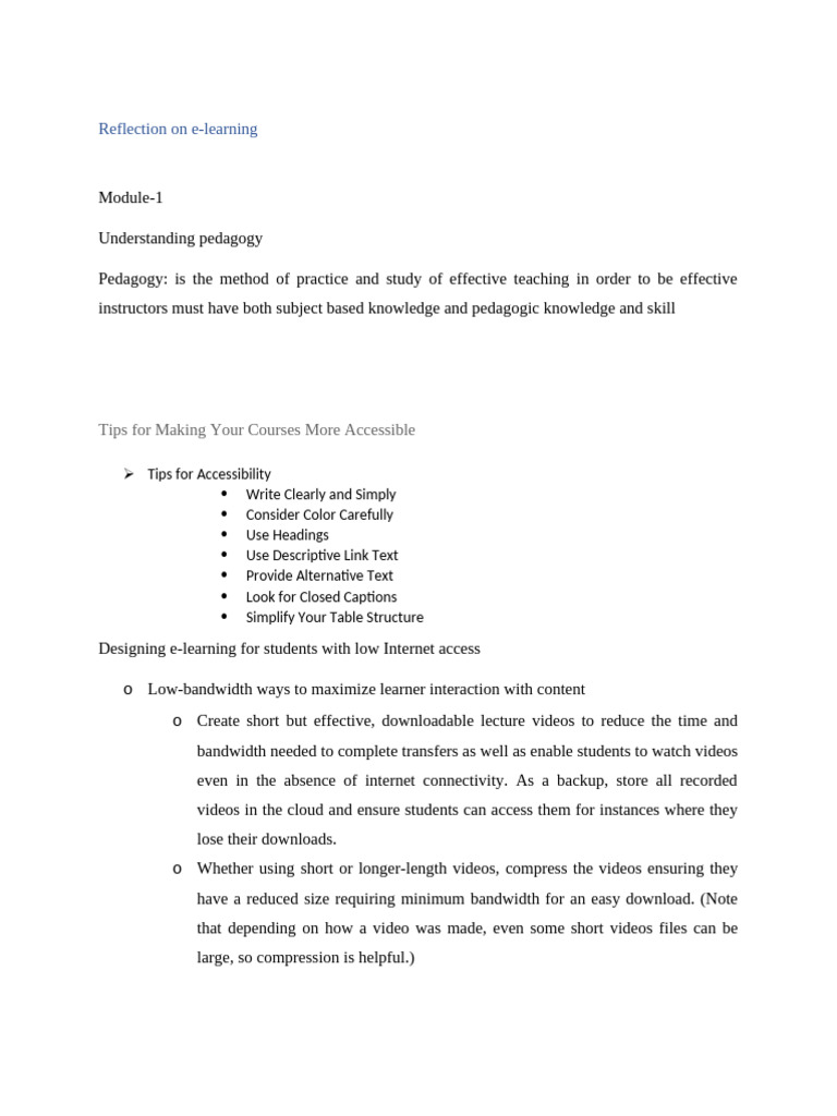 Reflection On E-Learning | PDF | Educational Technology | Learning