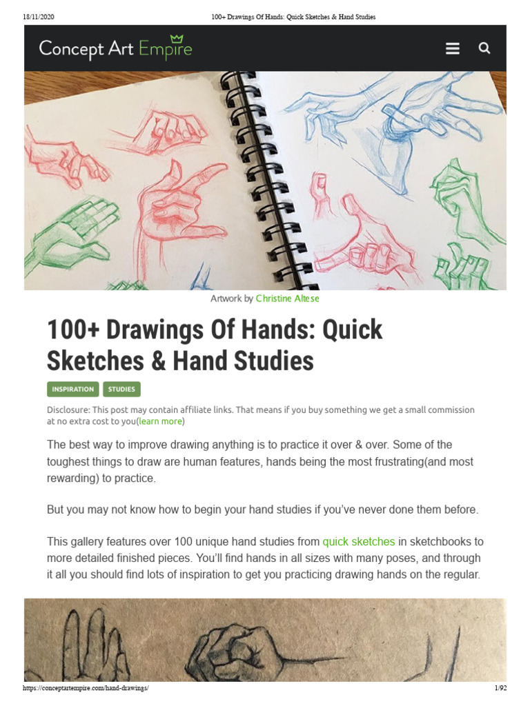 100+ Drawings of Hands - Quick Sketches & Hand Studies | PDF
