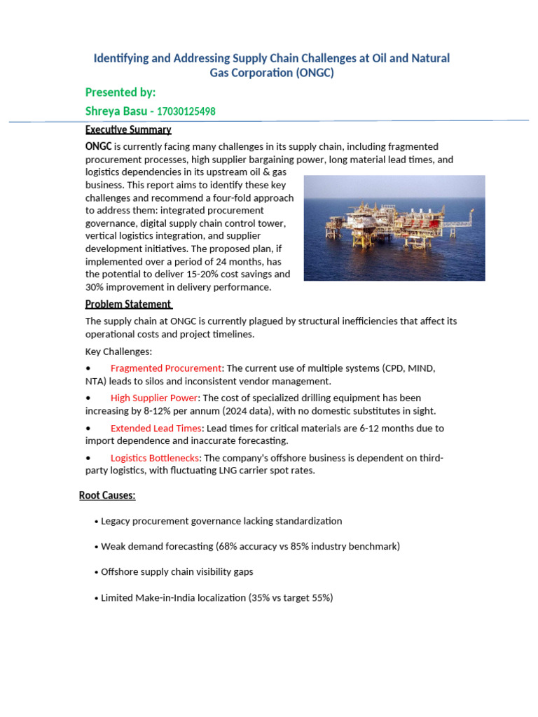 ONGC Supply Chain Report | PDF | Supply Chain | Logistics