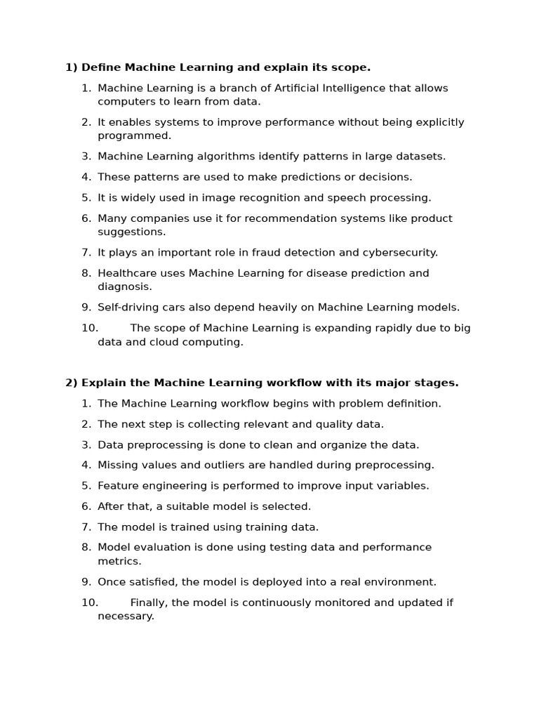 ML Mse QB | PDF | Machine Learning | Dependent And Independent Variables
