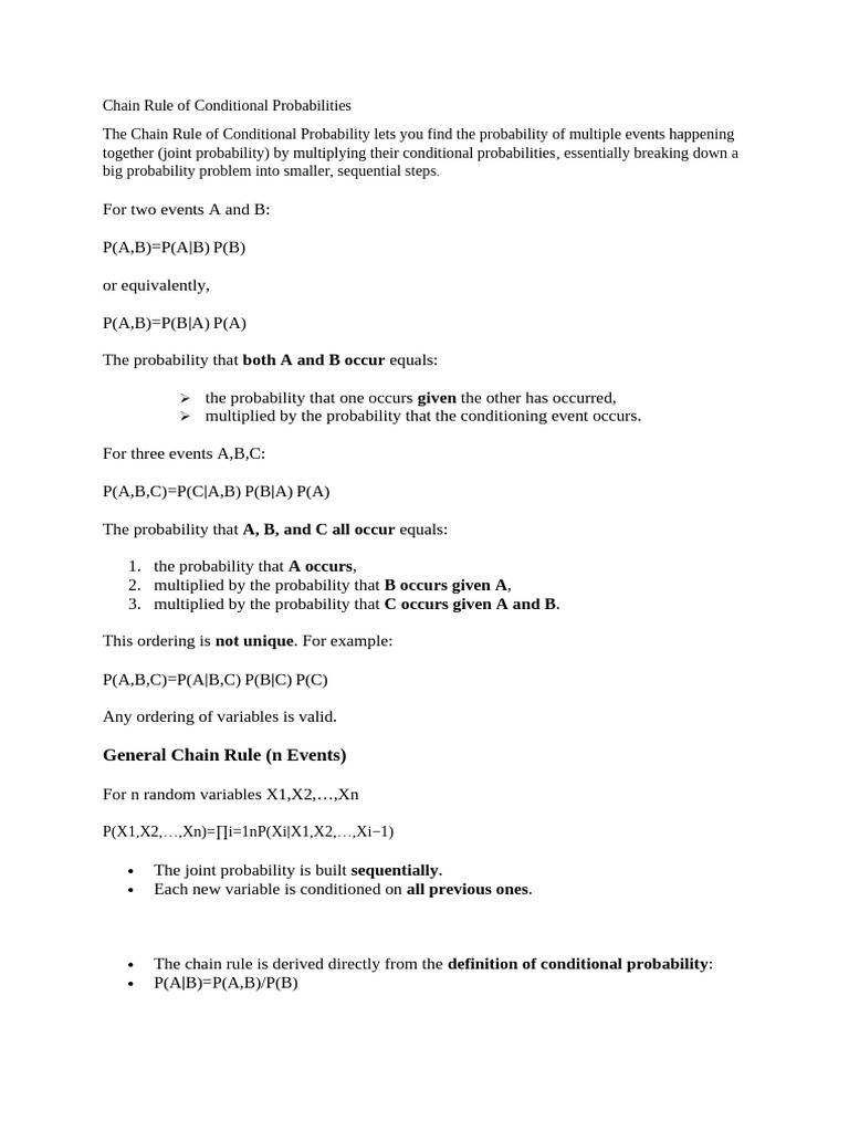 Unit 1 Chain Rule of Conditional Probabilities | PDF | Variance ...