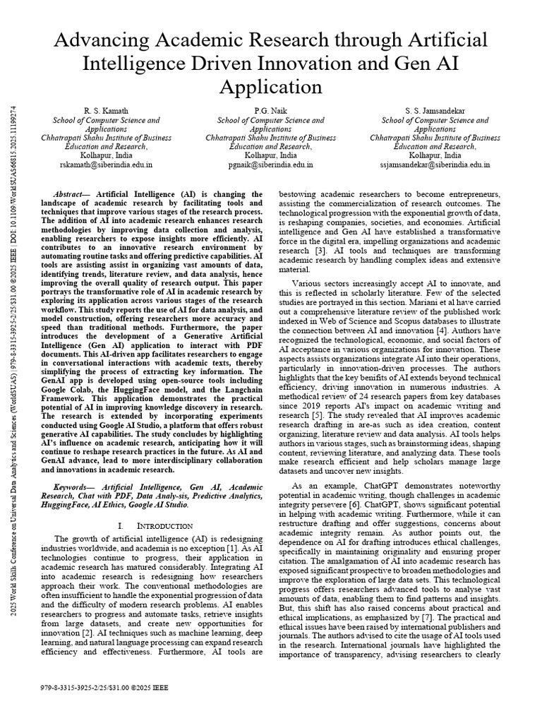 Advancing Academic Research Through Artificial Intelligence Driven ...