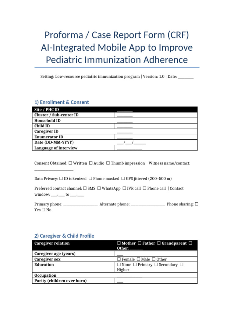 Proforma AI Immunization Adherence | PDF | Computing