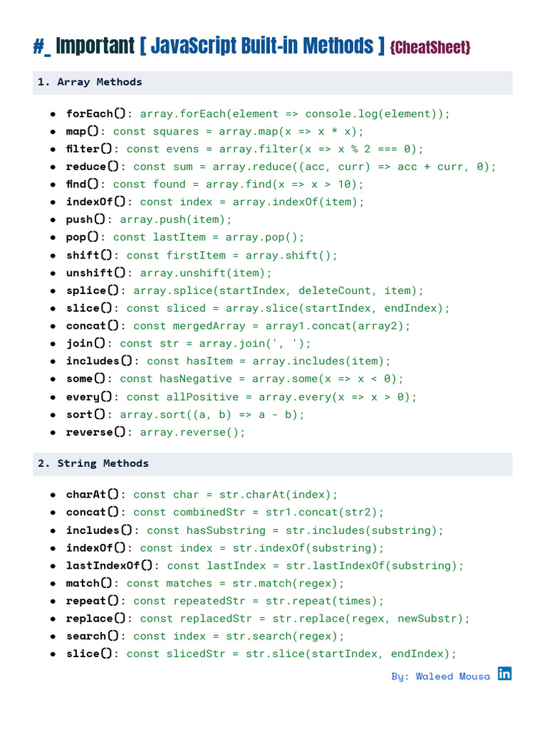 Important Javascript Built-In Methods | PDF | Document Object Model ...