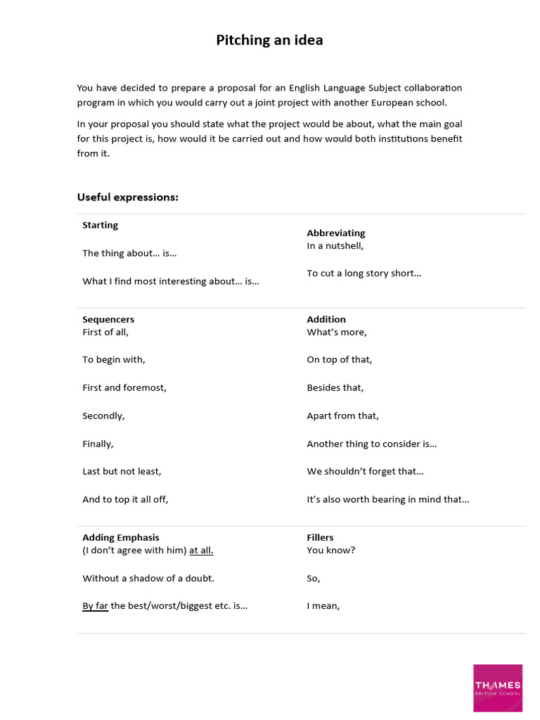 Pitching An Idea | PDF | Linguistics