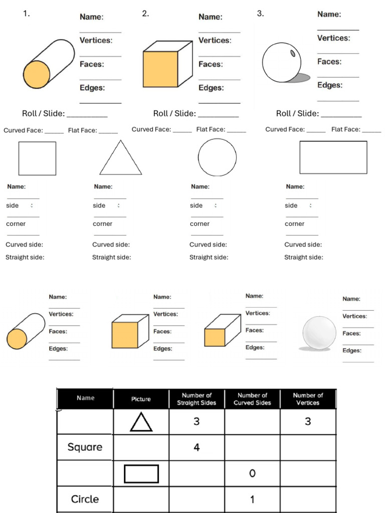 Math Shapes and Counting and Complement of 10 Grade 1 | PDF | Shape ...