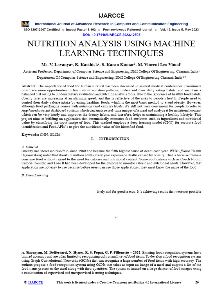 ML Project Nutrition Analysis | PDF | Deep Learning | Machine Learning