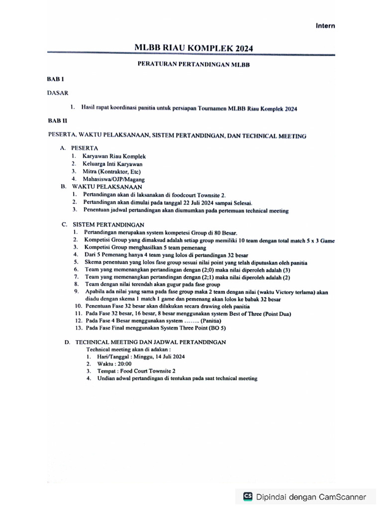 Rule MLBB Riau Komplek 2024 | PDF