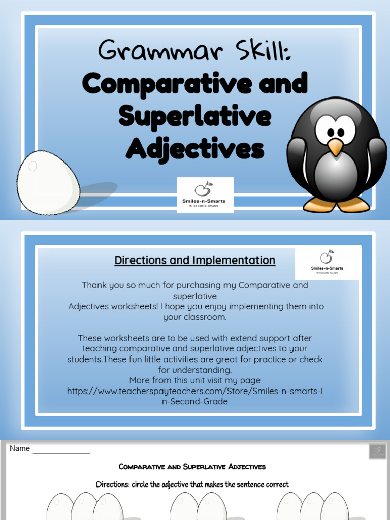 Grammar Skill:: Comparative and Superlative Adjectives | PDF
