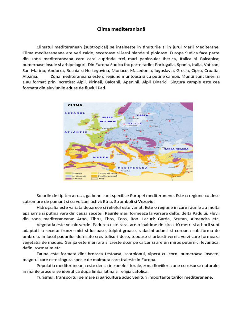 REFERAT CLIMA MEDITERANIANĂ | PDF