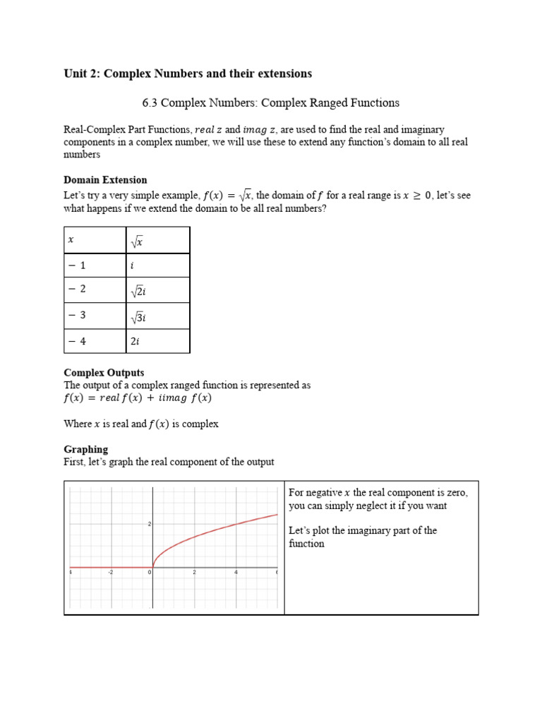 Unit 2: Complex Numbers and Their Extensions | PDF | Function ...