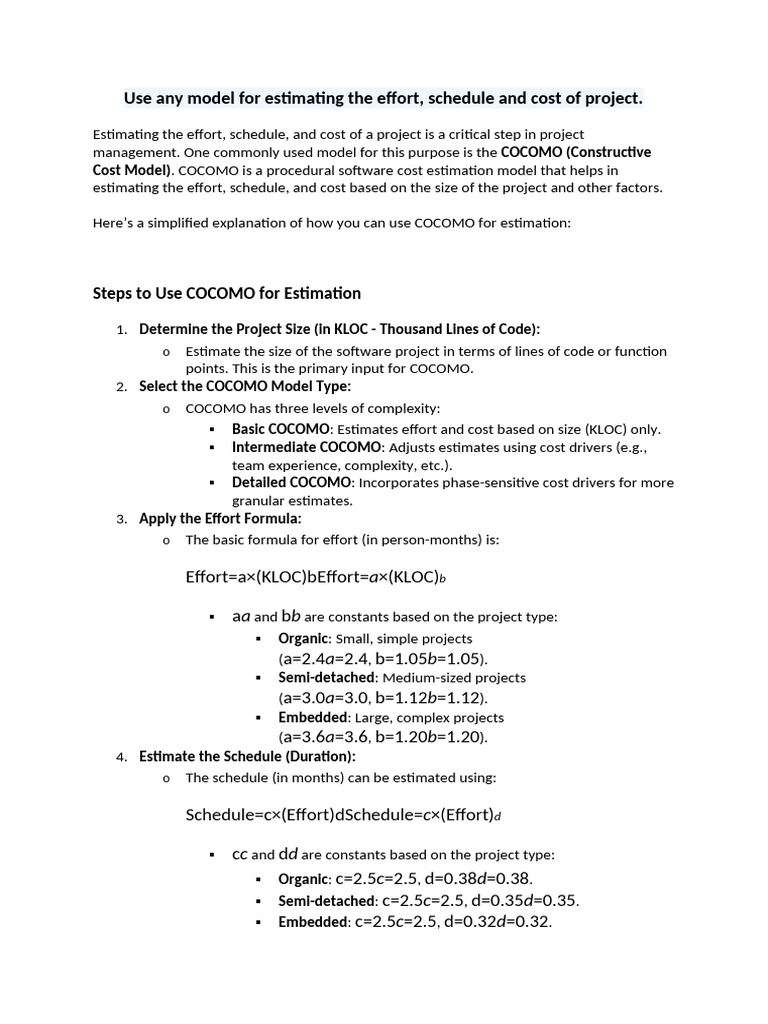 Use Any Model For Estimating The Effort | PDF | Applied Mathematics