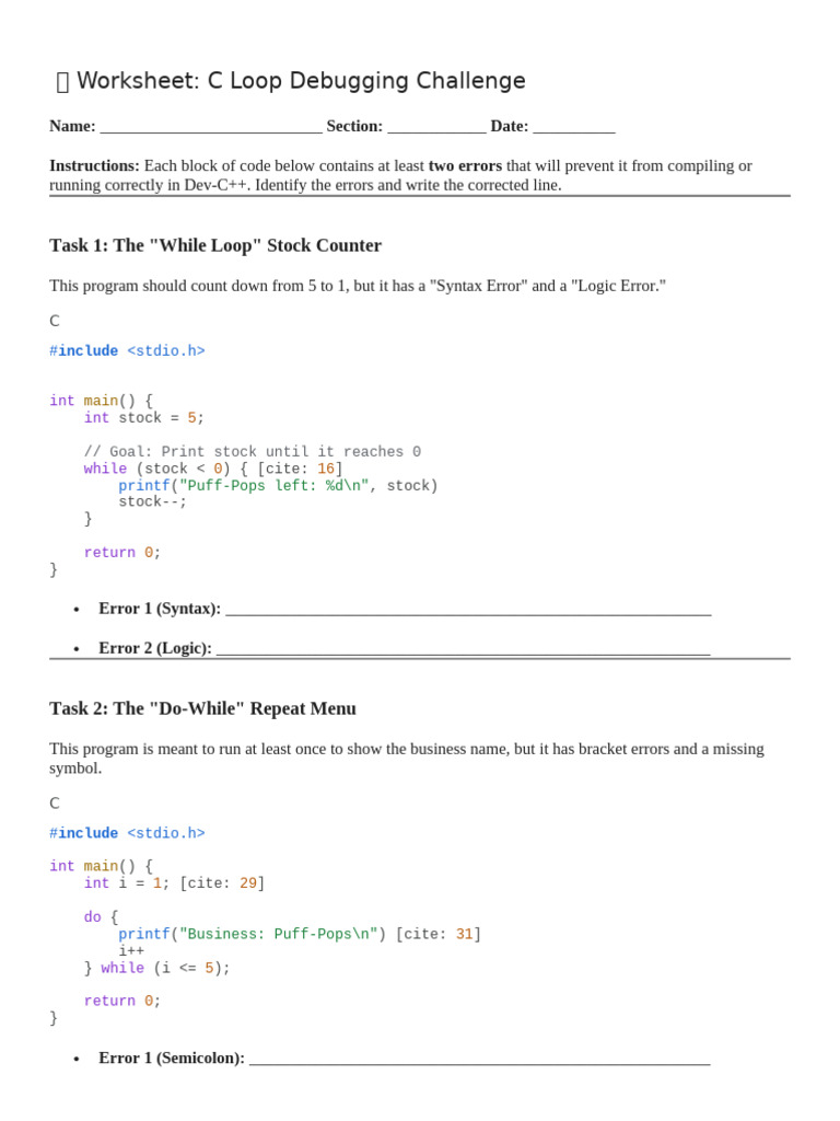 Worksheet 4.1 | PDF